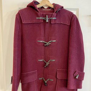Burberry Burgundy Wool Toggle Coat
